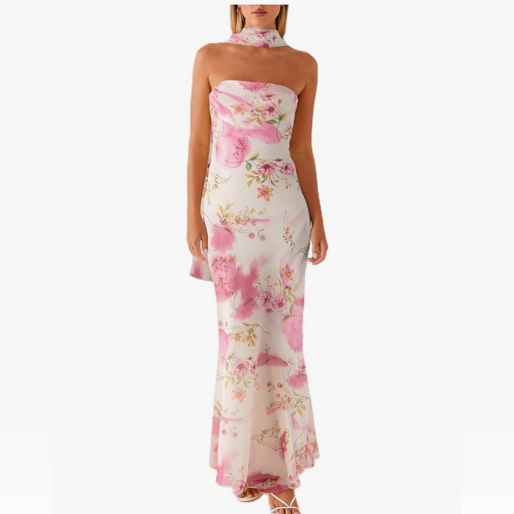 Floral Pink and White Maternity Dress